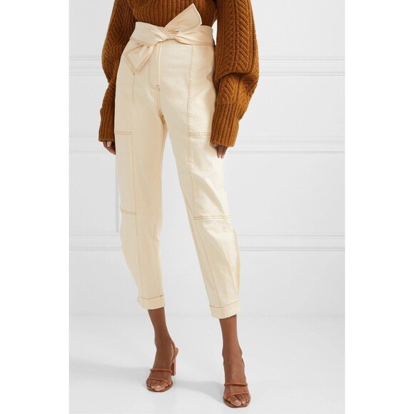 Ulla Johnson Storm Tie Waist Tapered Jeans in Color Blanc Size 4 MSRP $395 - Picture 2 of 11